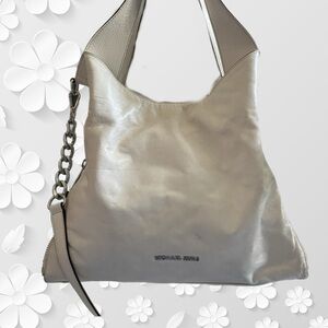 Michael Kors White  Metallic Shoulder Bag with Chain Detailing